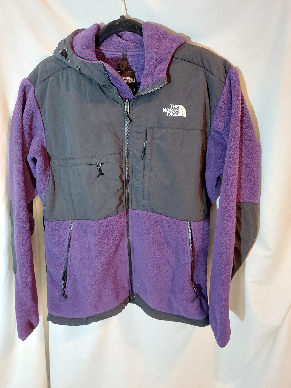 The North Face Denali Hooded Fleece Jacket - Purple & Black - Size M